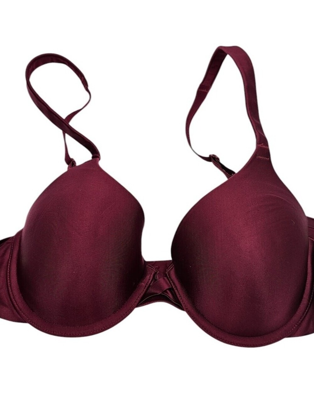 Hanes Womens Sz 34B Classic T Shirt Bra Solid Burgundy Red